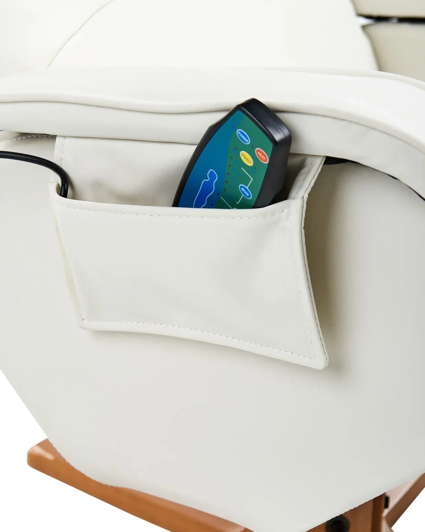 Poltrona massaggiante RELAXPRO con poggiapiedi Pelle sintetica Bianco sporco