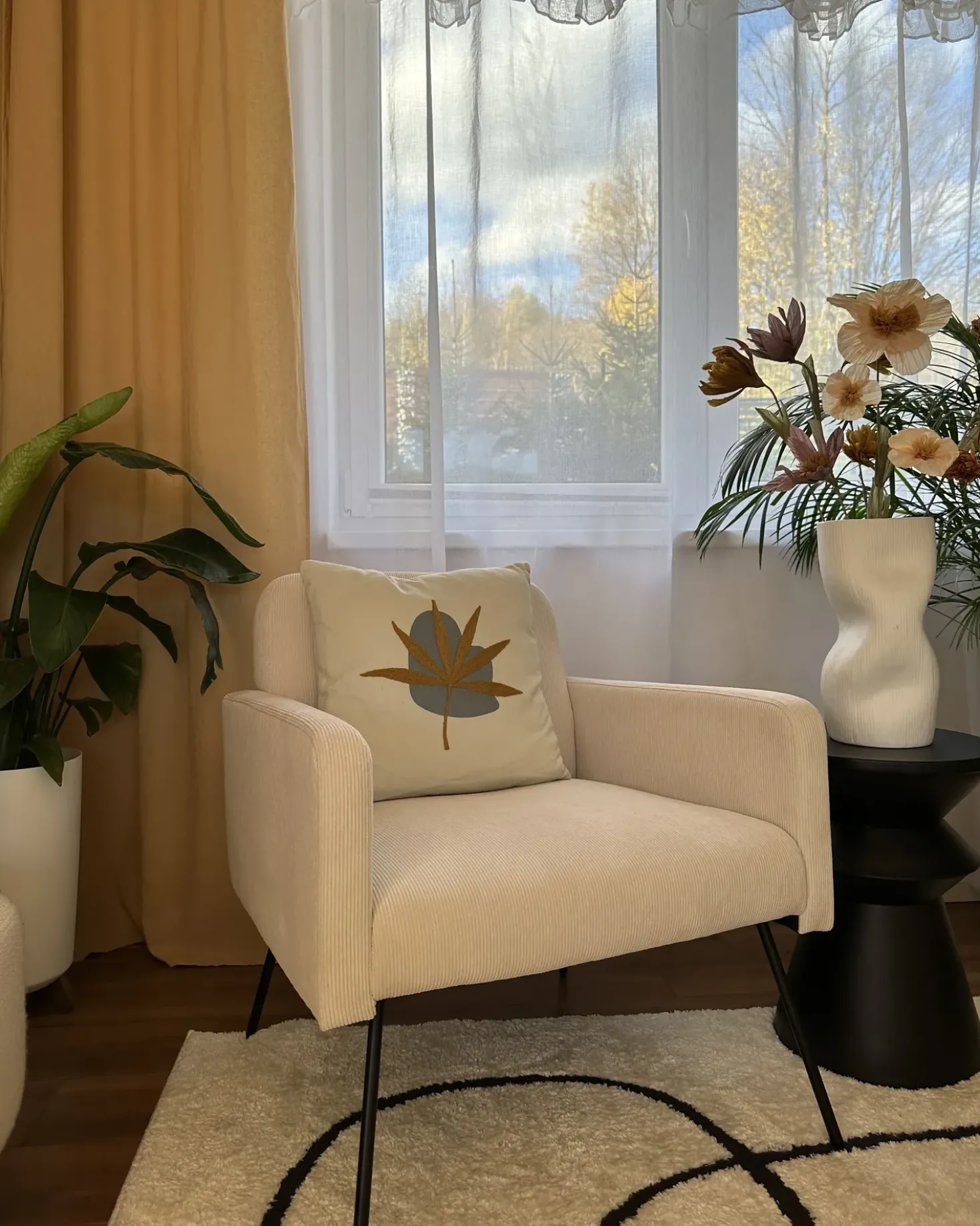Poltrona NARKEN Velluto a coste Beige chiaro
