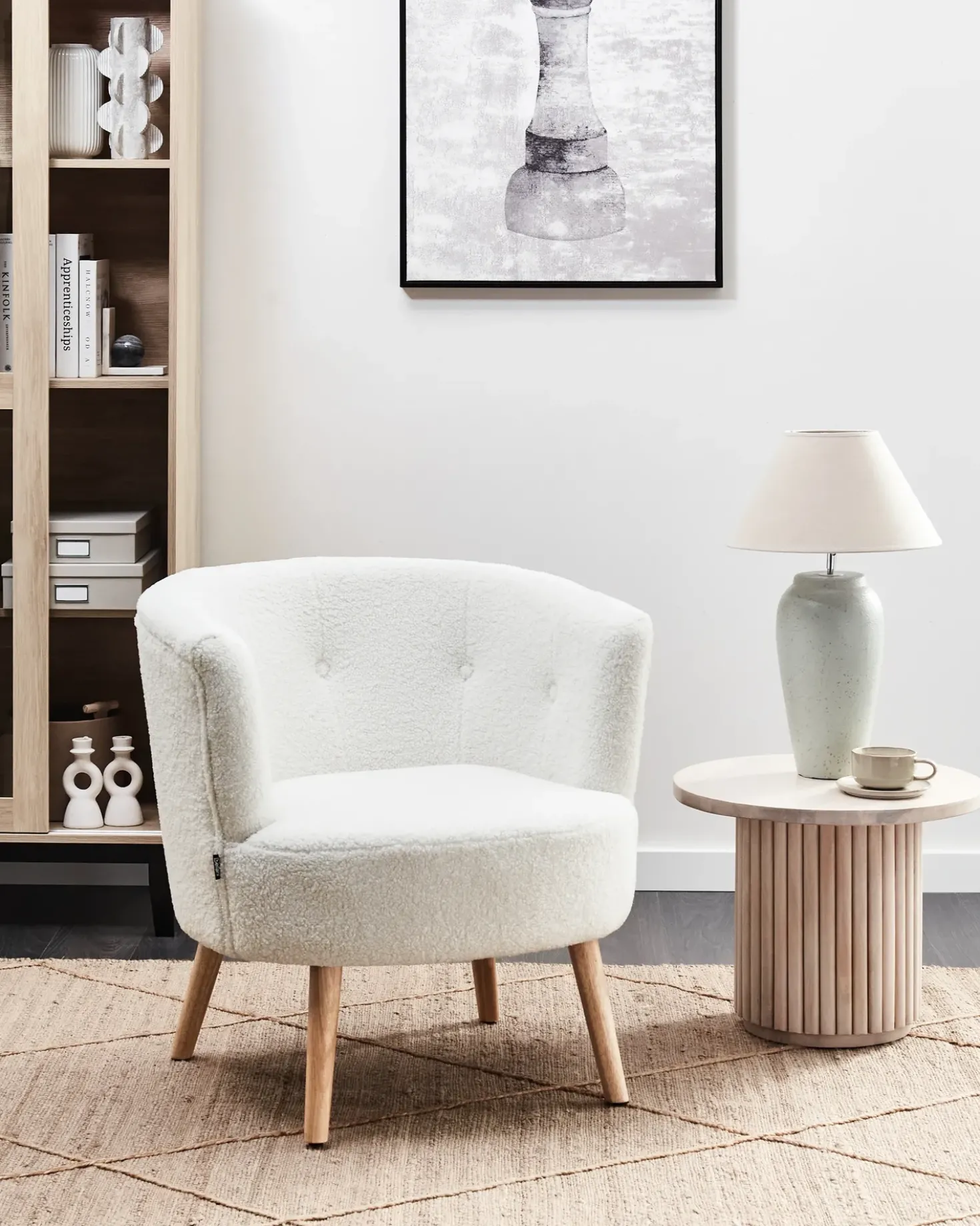 Poltrona ODENZEN Bouclé Bianco