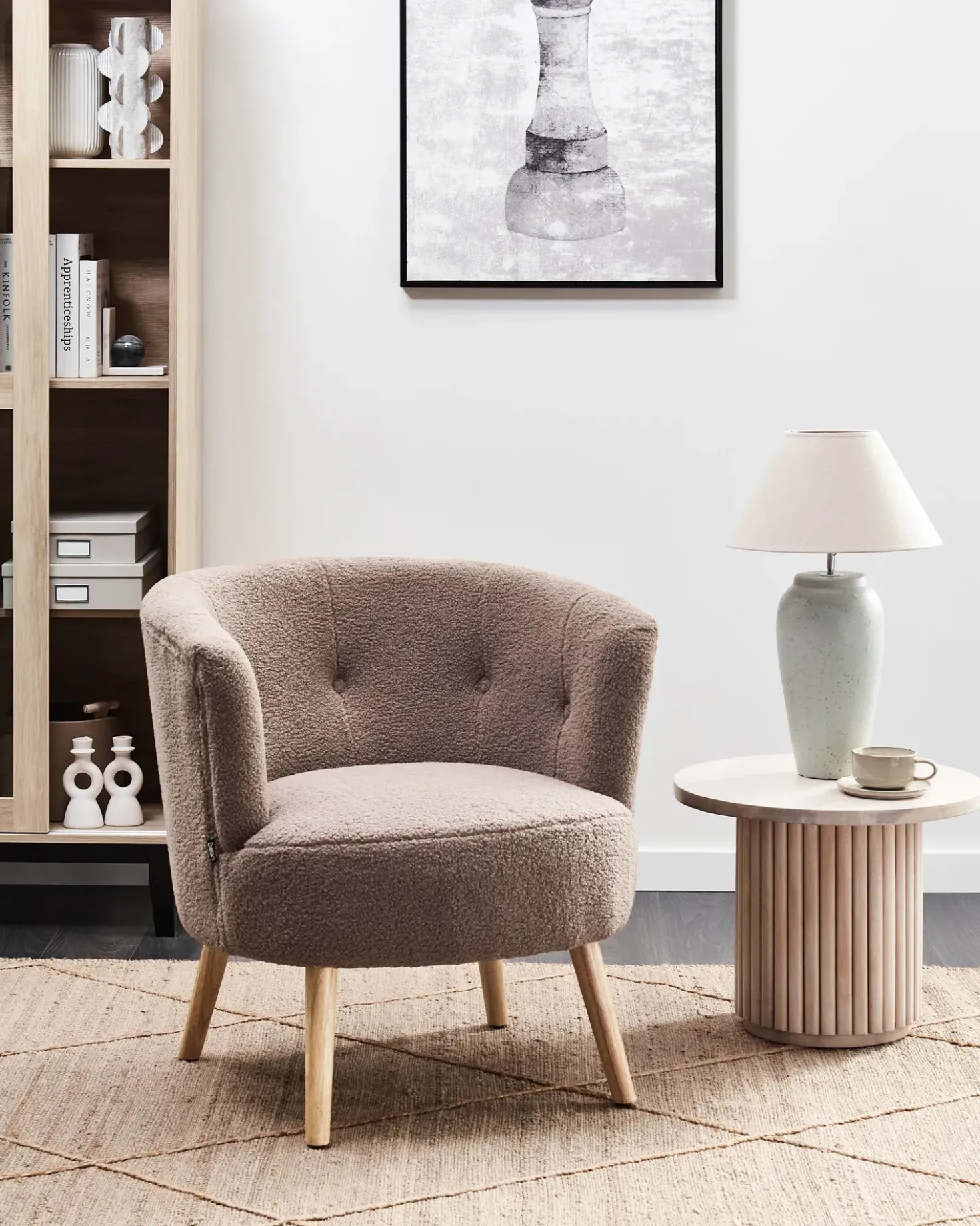 Poltrona ODENZEN Bouclé Marrone