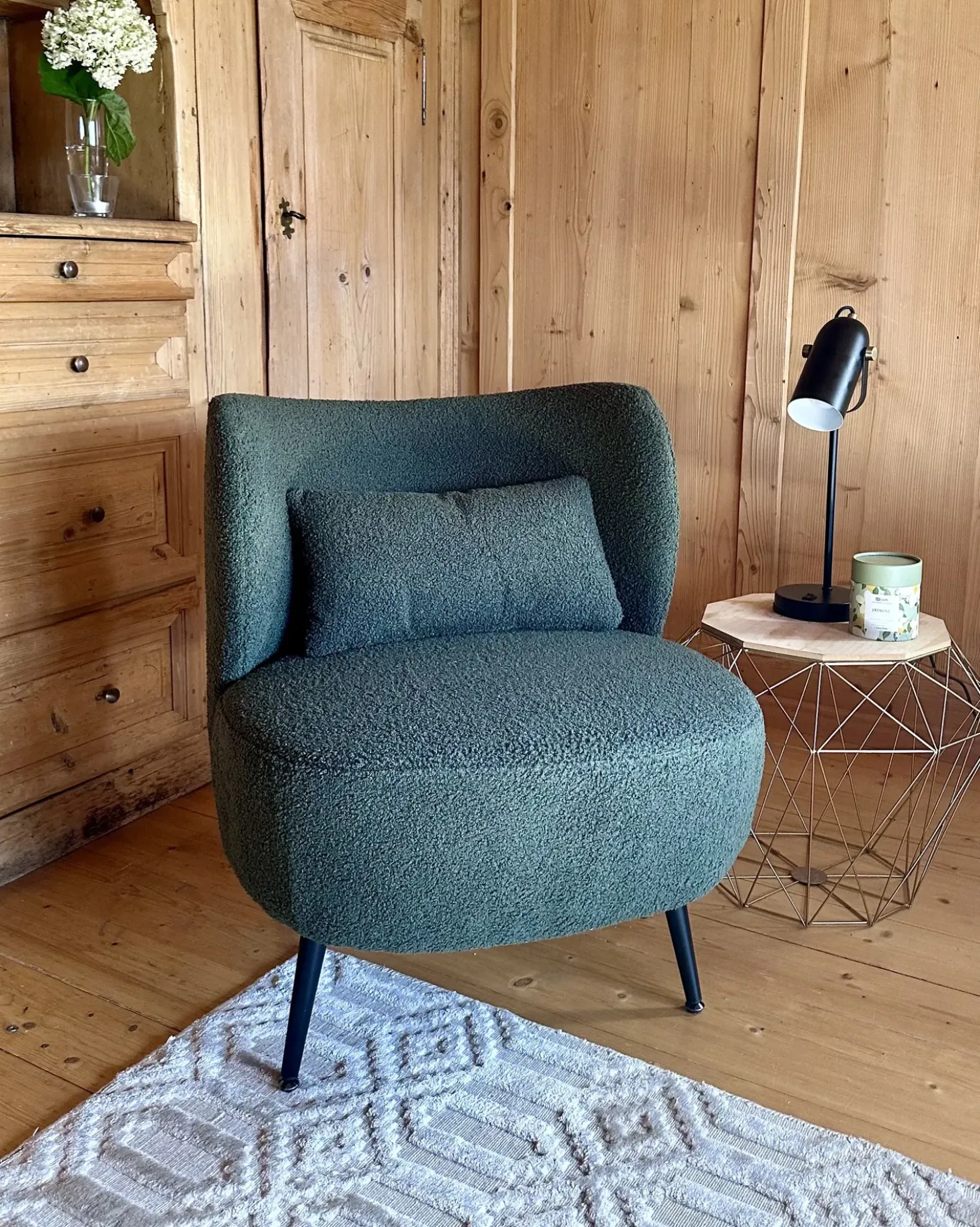 Poltrona OTSBY Bouclé Verde scuro