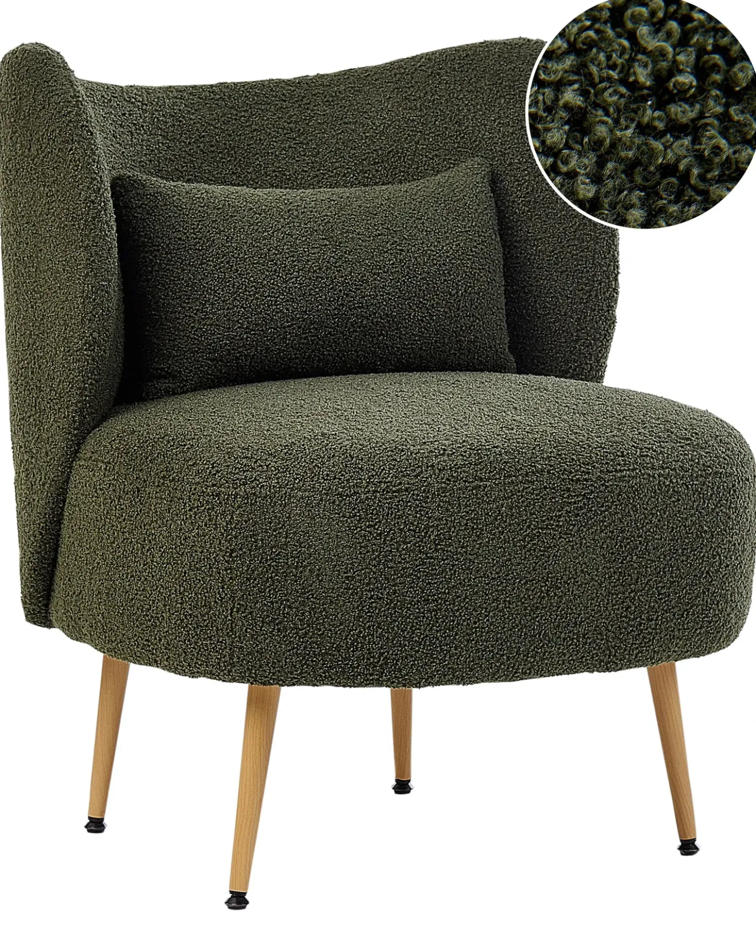 Poltrona OTSBY II con cuscino Bouclé Verde scuro