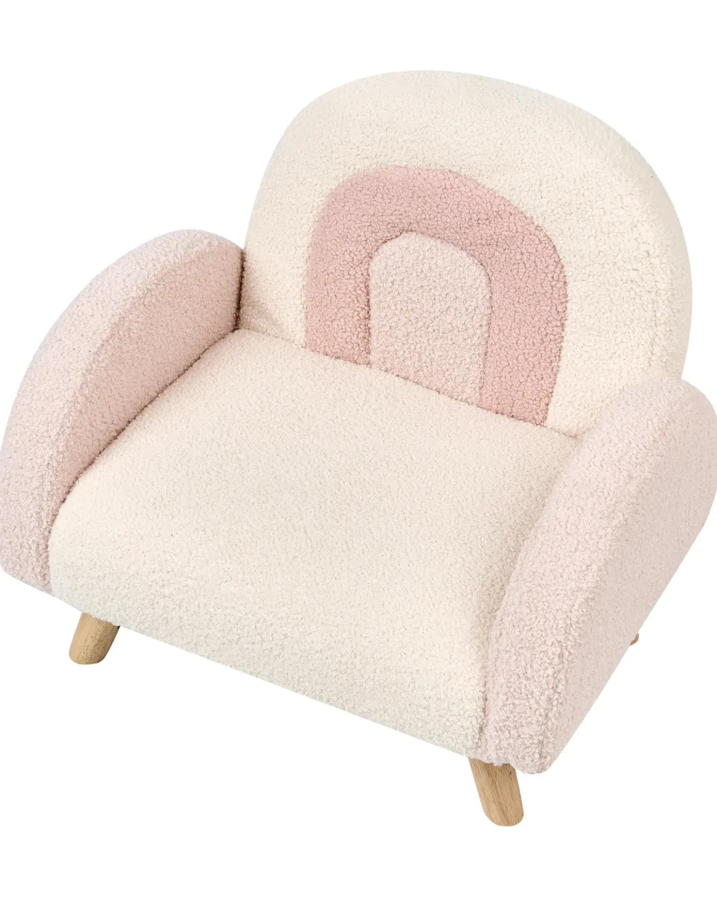 Poltrona per Bambini Arcobaleno OMBO Bouclé Rosa pastello