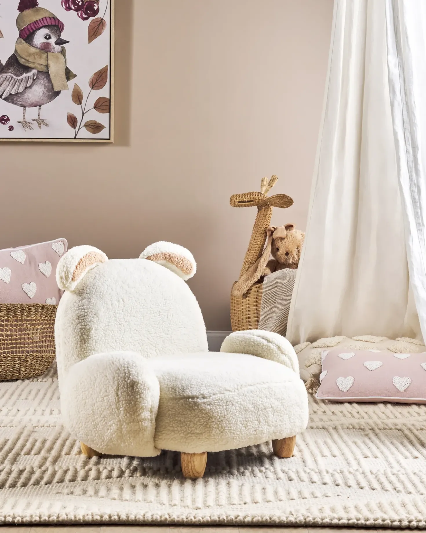Poltrona per Bambini Coniglio KANNA Bouclé Bianco sporco