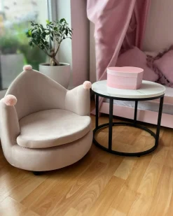 Poltrona per Bambini Corona VEGA Velluto Rosa pastello