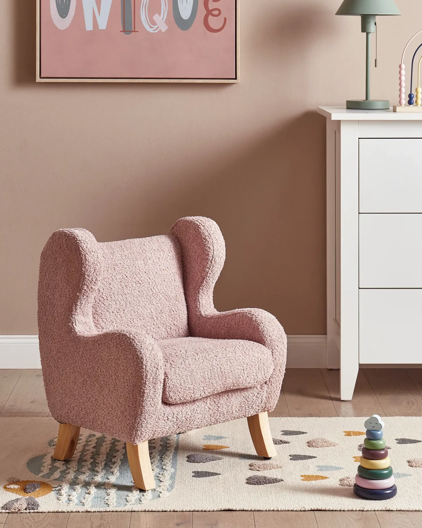 Poltrona per Bambini FARUM Bouclé Rosa
