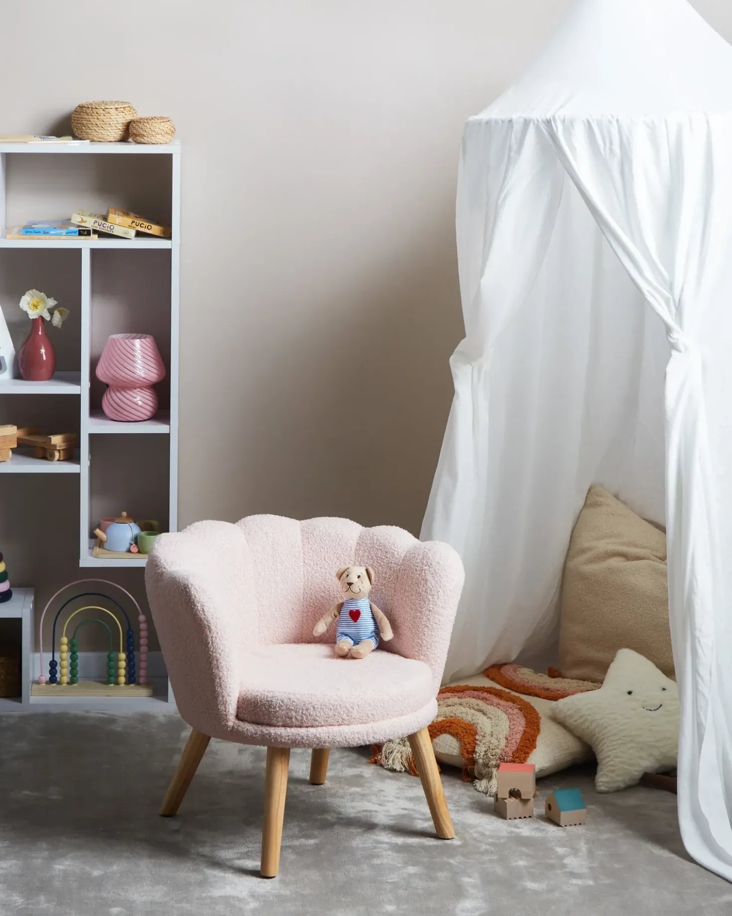 Poltrona per Bambini HALBY Bouclé Rosa pastello