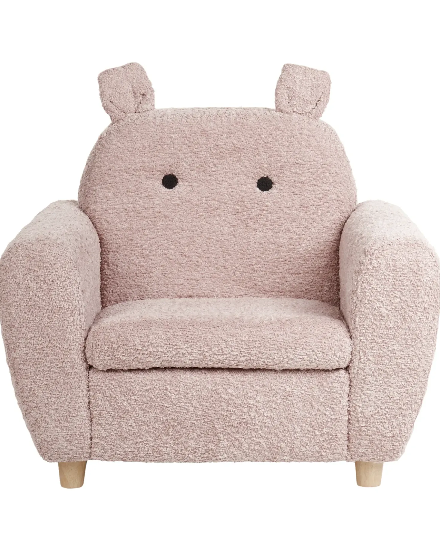 Poltrona per Bambini Ippopotamo MARIBO Bouclé Rosa pastello