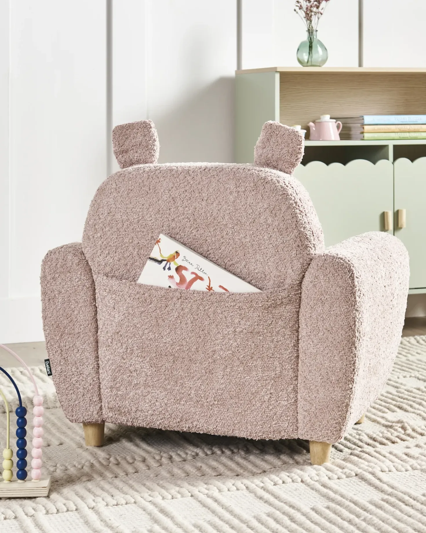 Poltrona per Bambini Ippopotamo MARIBO Bouclé Rosa pastello