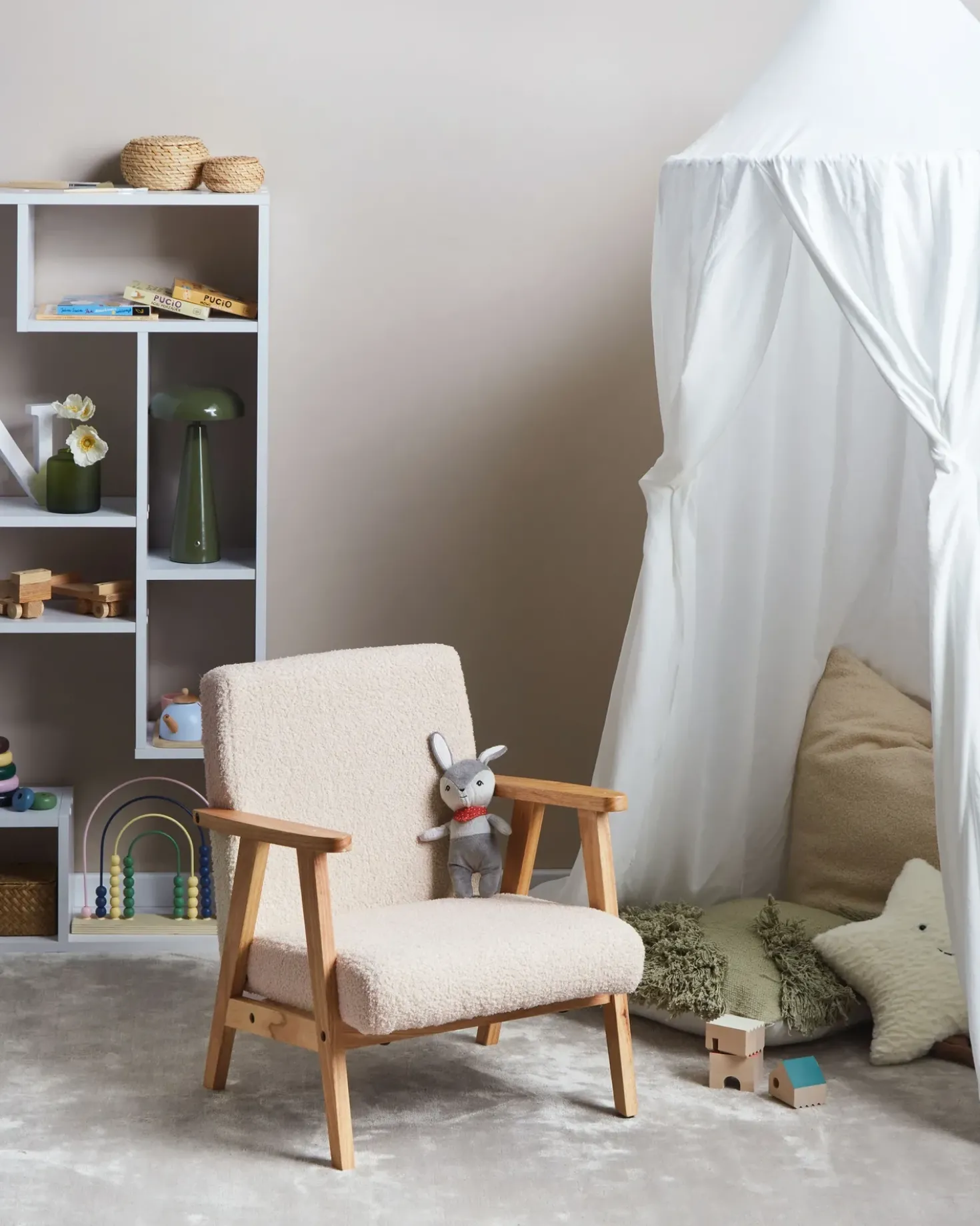 Poltrona per Bambini LINDE Bouclé Beige chiaro