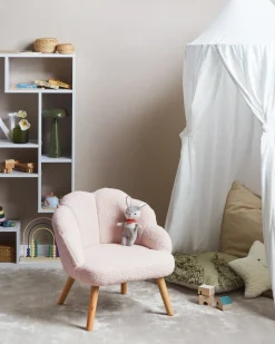 Poltrona per Bambini MILAND Bouclé Rosa pastello