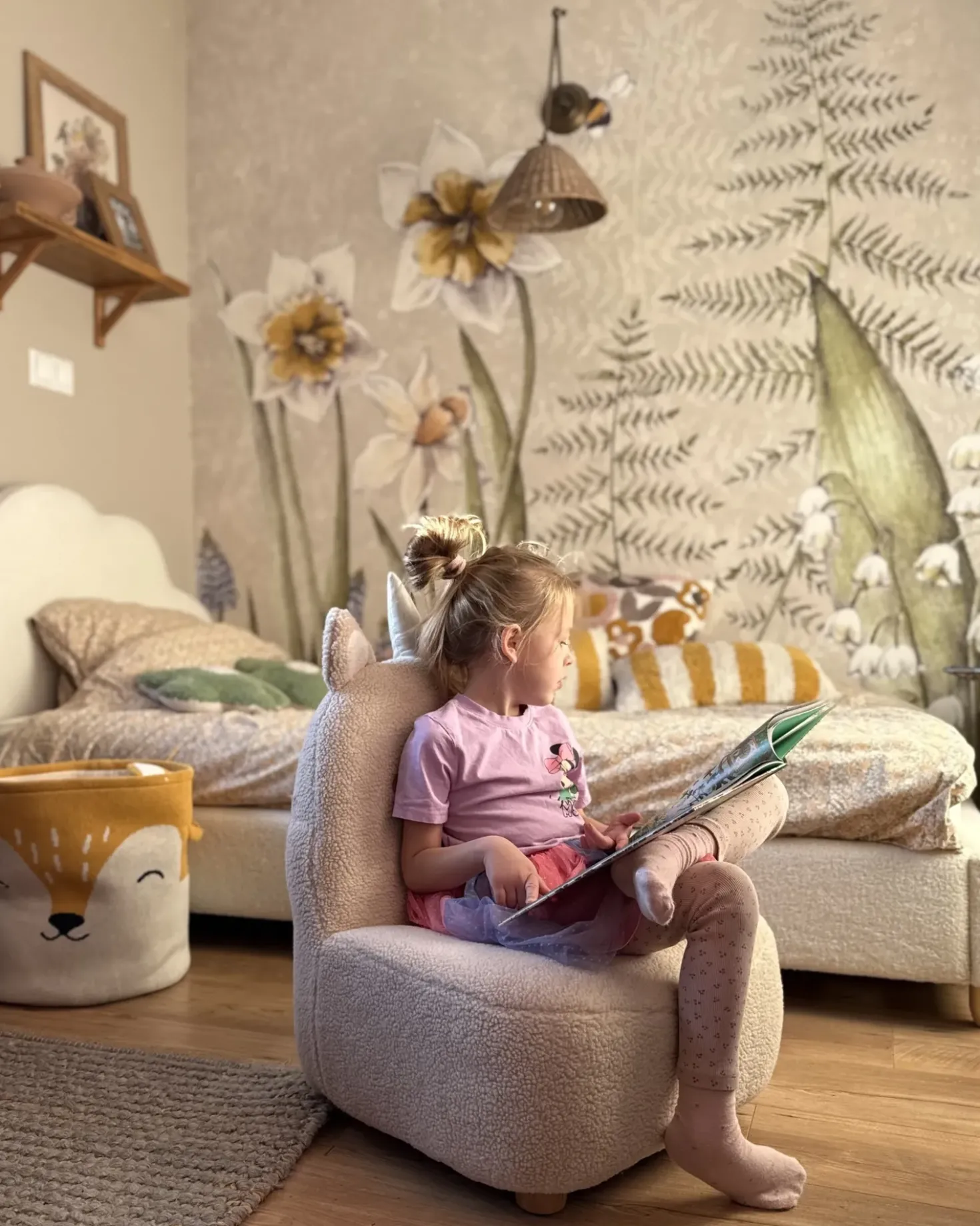 Poltrona per Bambini Unicorno LULEA Bouclé Beige chiaro