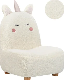 Poltrona per Bambini Unicorno LULEA Bouclé Bianco sporco