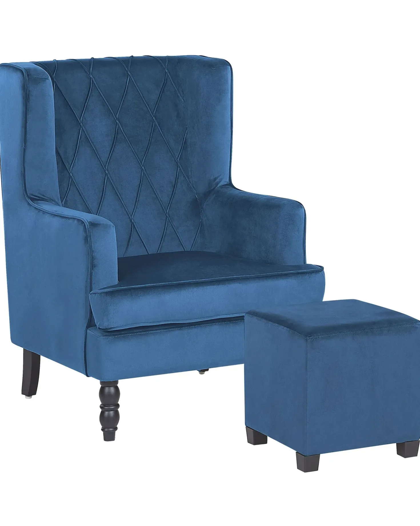 Poltrona SANDSET con poggiapiedi Velluto Blu scuro