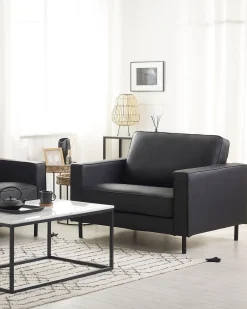 Poltrona SAVALEN Pelle naturale Nero