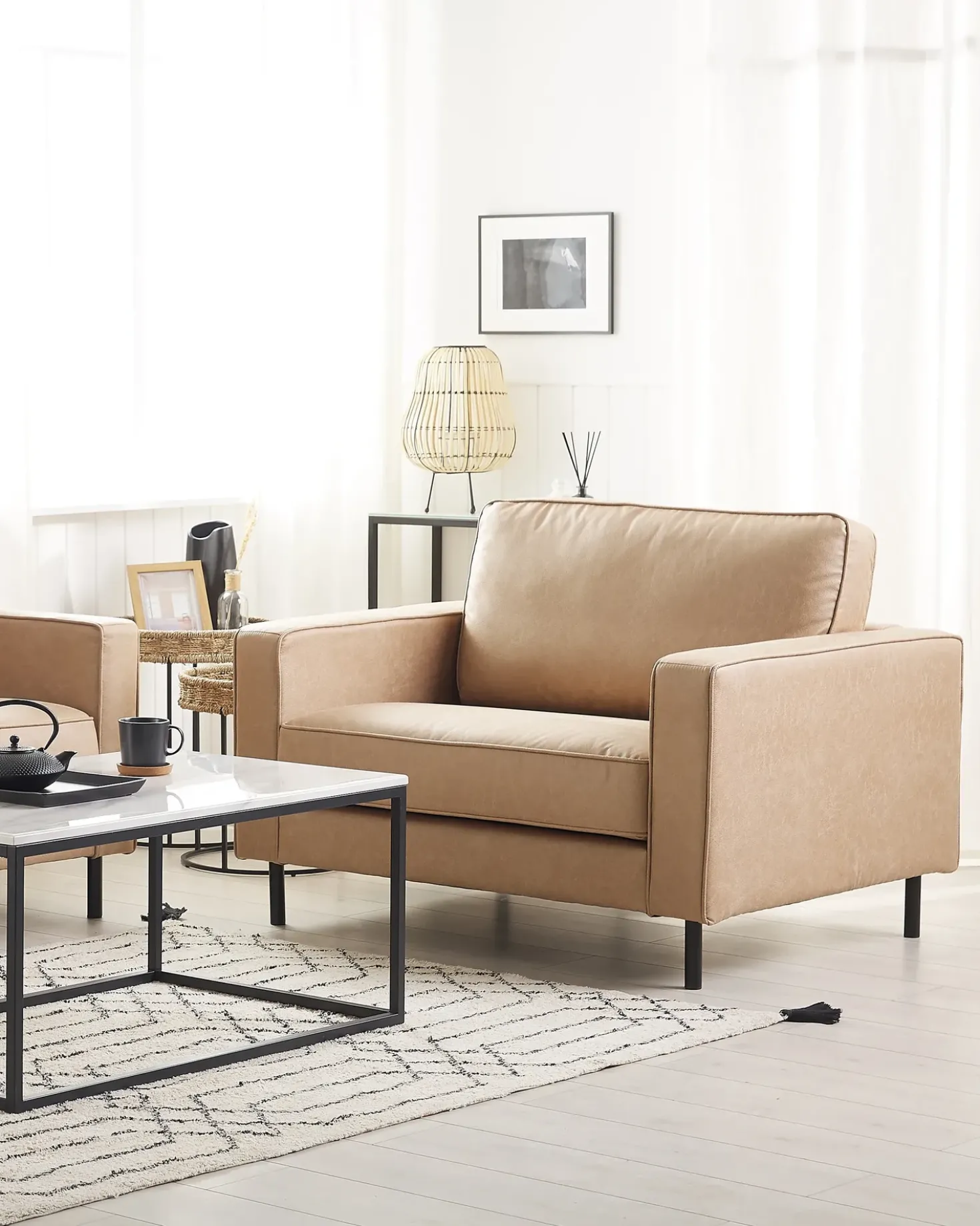 Poltrona SAVALEN Pelle sintetica Beige