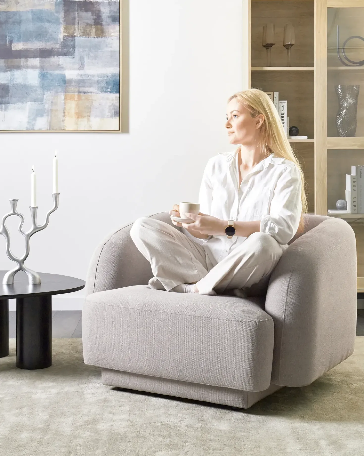 Poltrona SKJANES Tessuto Grigio chiaro