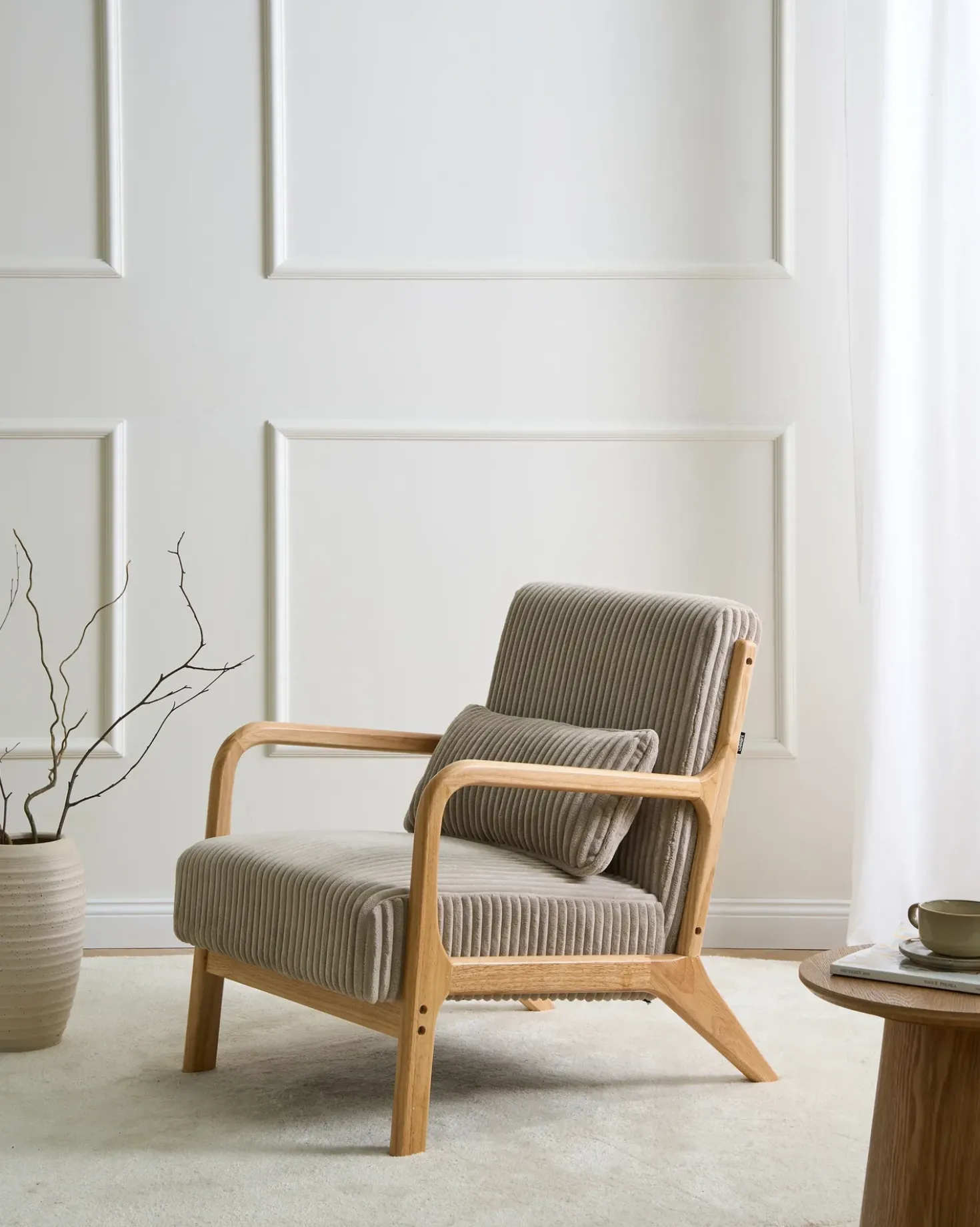 Poltrona SORSELE Velluto a coste Beige