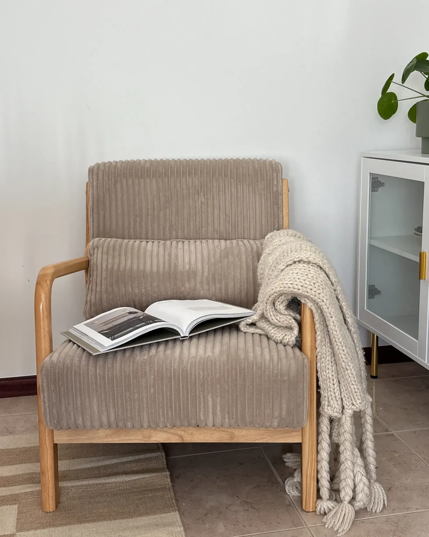 Poltrona SORSELE Velluto a coste Beige