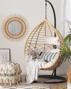 Poltrona sospesa con supporto da pavimento ARSITA Rattan sintetico (PE) Naturale