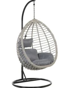 Poltrona sospesa con supporto da pavimento TOLLO Rattan sintetico (PE) Grigio