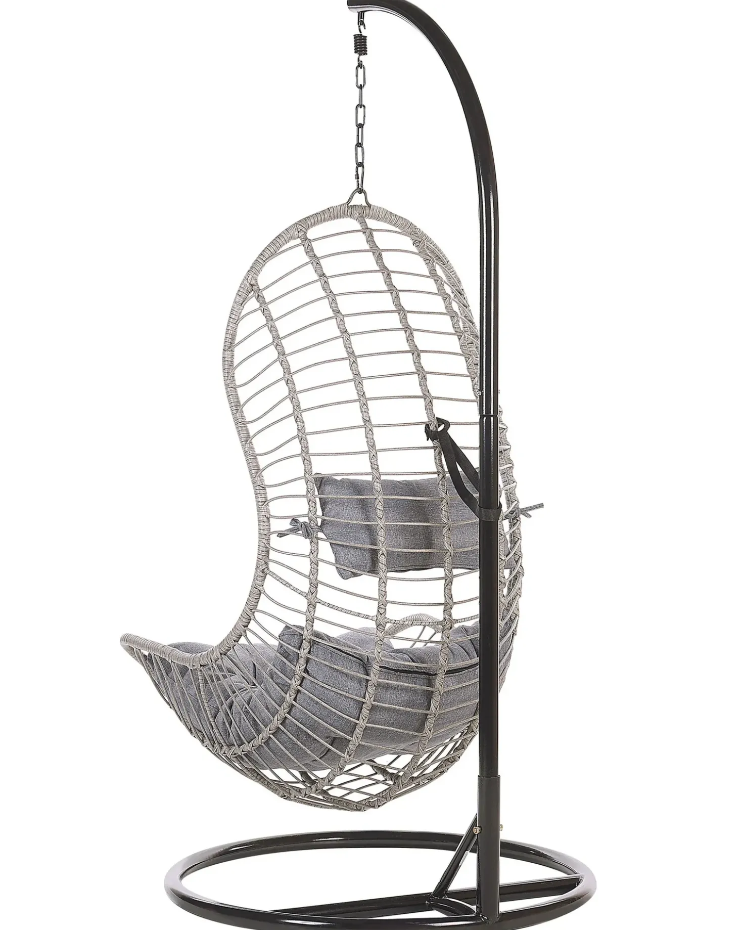 Poltrona sospesa con supporto da pavimento PINETO Rattan sintetico (PE) Grigio