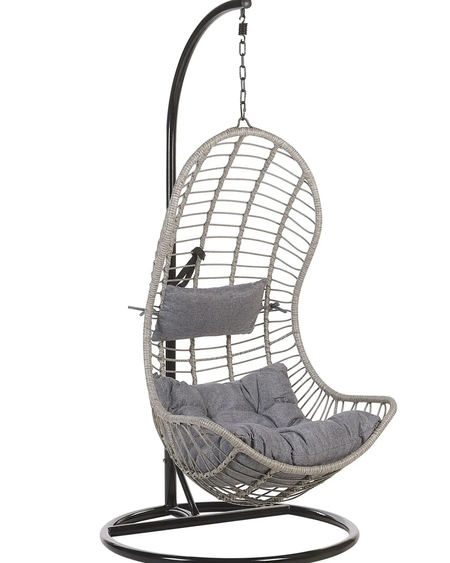 Poltrona sospesa con supporto da pavimento PINETO Rattan sintetico (PE) Grigio
