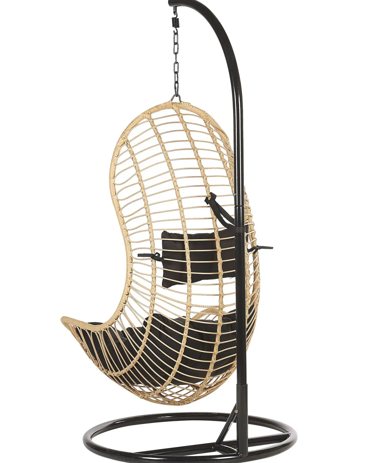 Poltrona sospesa con supporto da pavimento PINETO Rattan sintetico (PE) Naturale