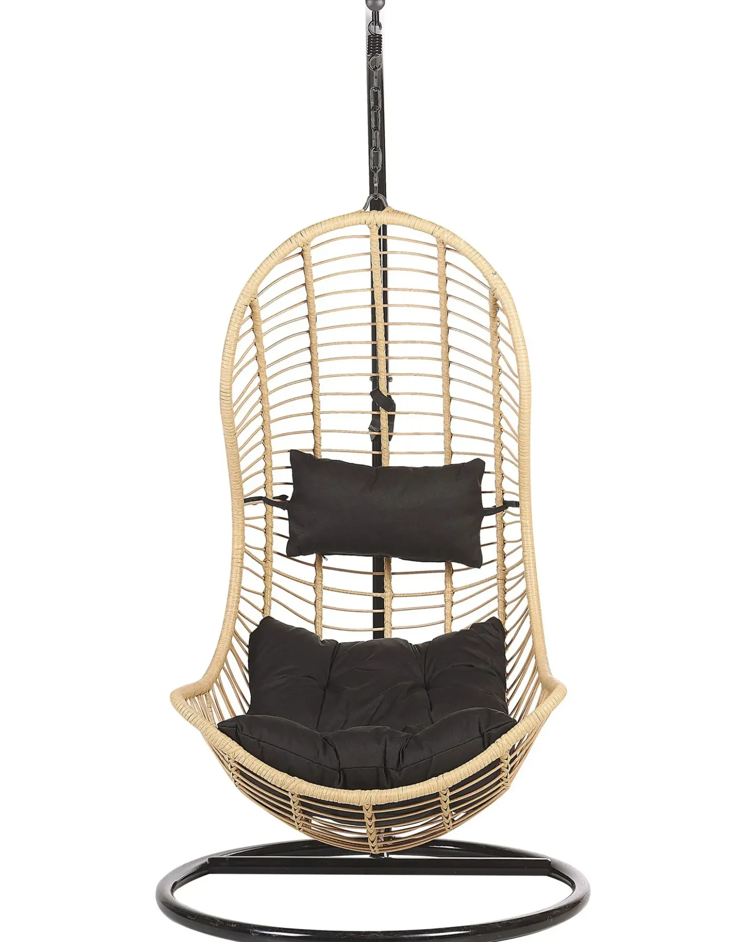 Poltrona sospesa con supporto da pavimento PINETO Rattan sintetico (PE) Naturale