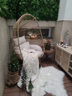 Poltrona sospesa con supporto da pavimento CASOLI Rattan sintetico (PE) Naturale