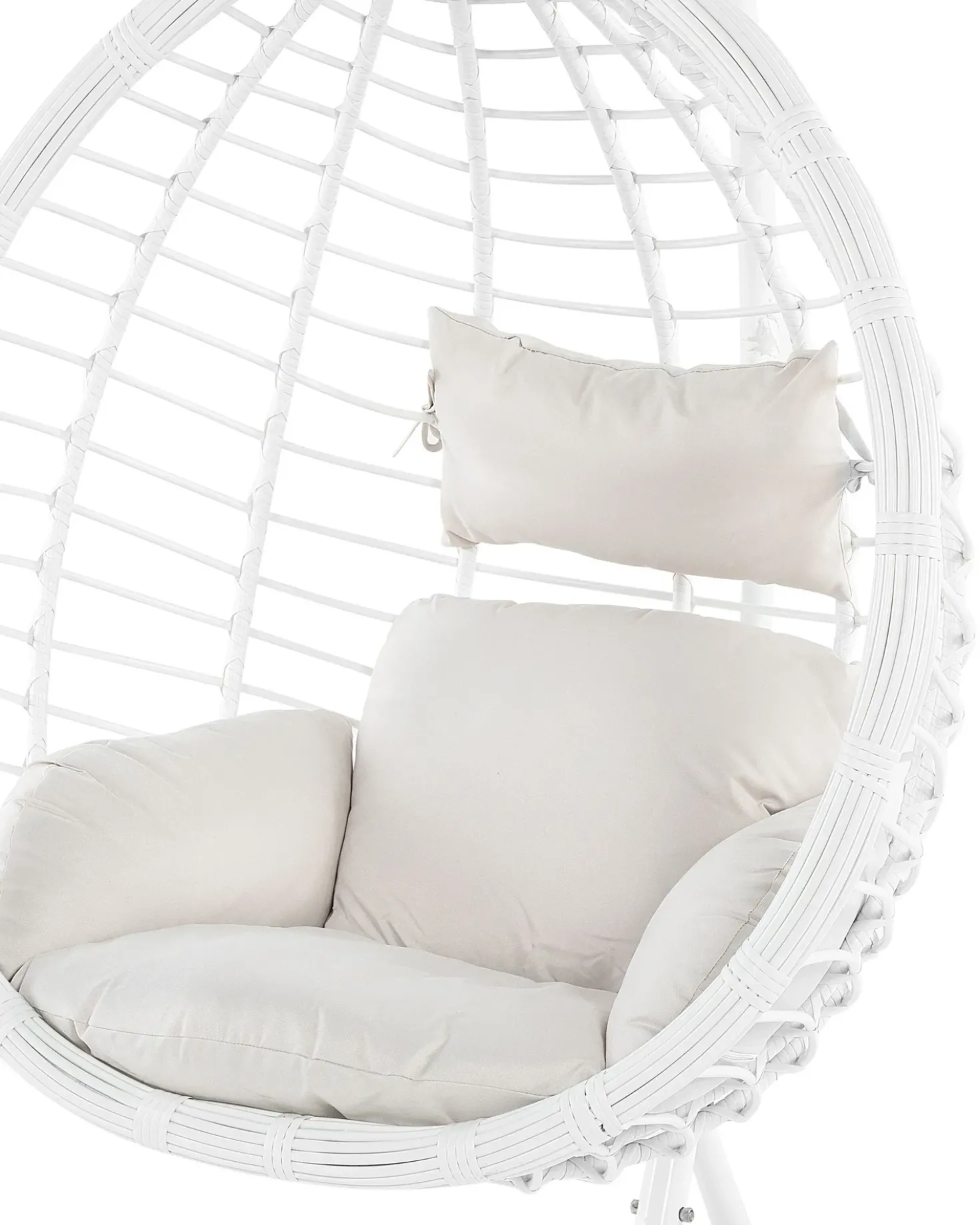 Poltrona sospesa con supporto da pavimento FANO Rattan sintetico (PE) Bianco