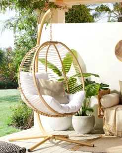 Poltrona sospesa con supporto da pavimento ARCO Metallo Beige