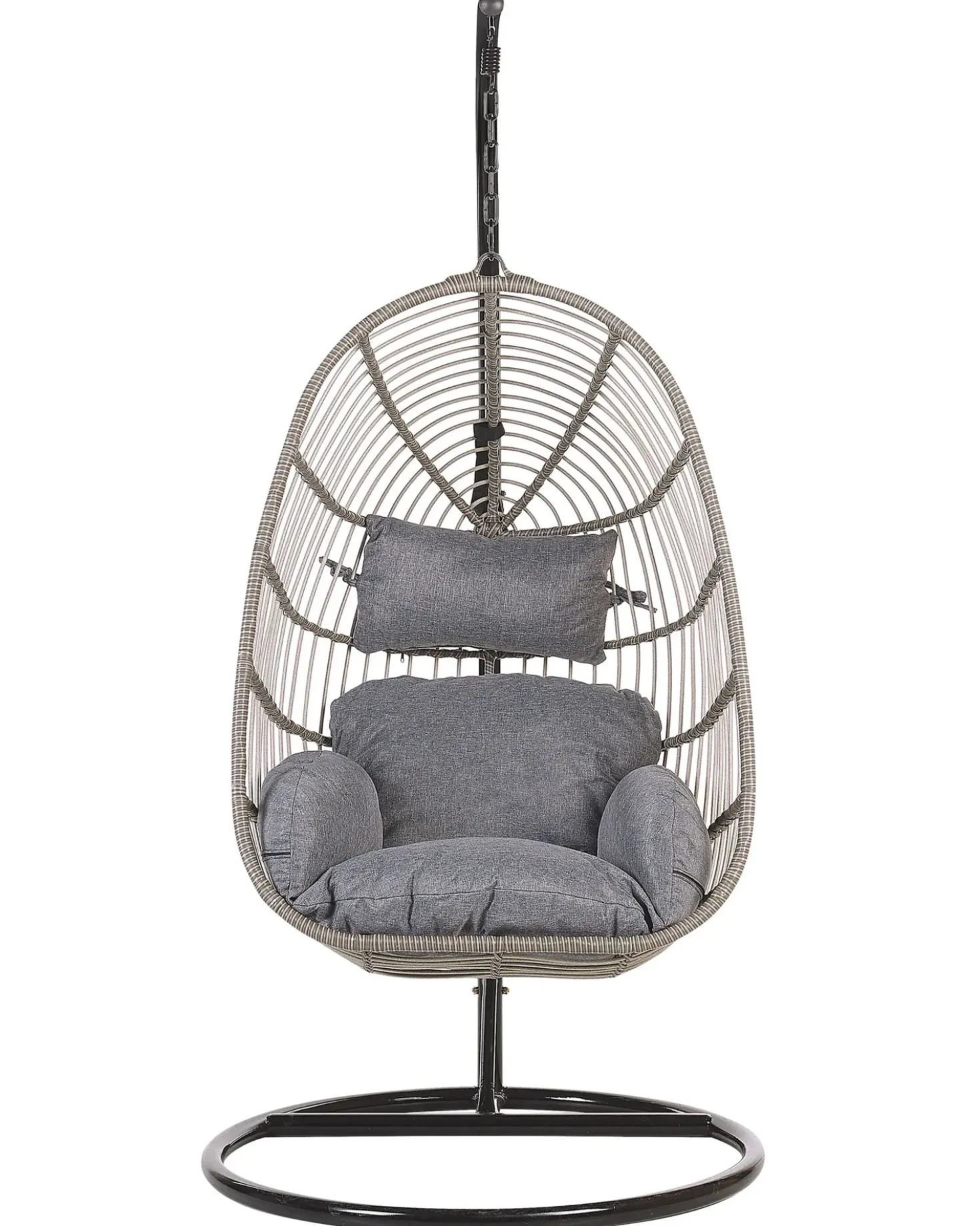 Poltrona sospesa con supporto da pavimento CASOLI Rattan sintetico (PE) Grigio