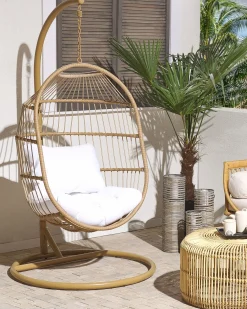 Poltrona sospesa con supporto da pavimento ALBA Rattan sintetico (PE) Naturale