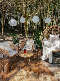 Poltrona sospesa con supporto da pavimento ASPIO Rattan sintetico (PE) Naturale