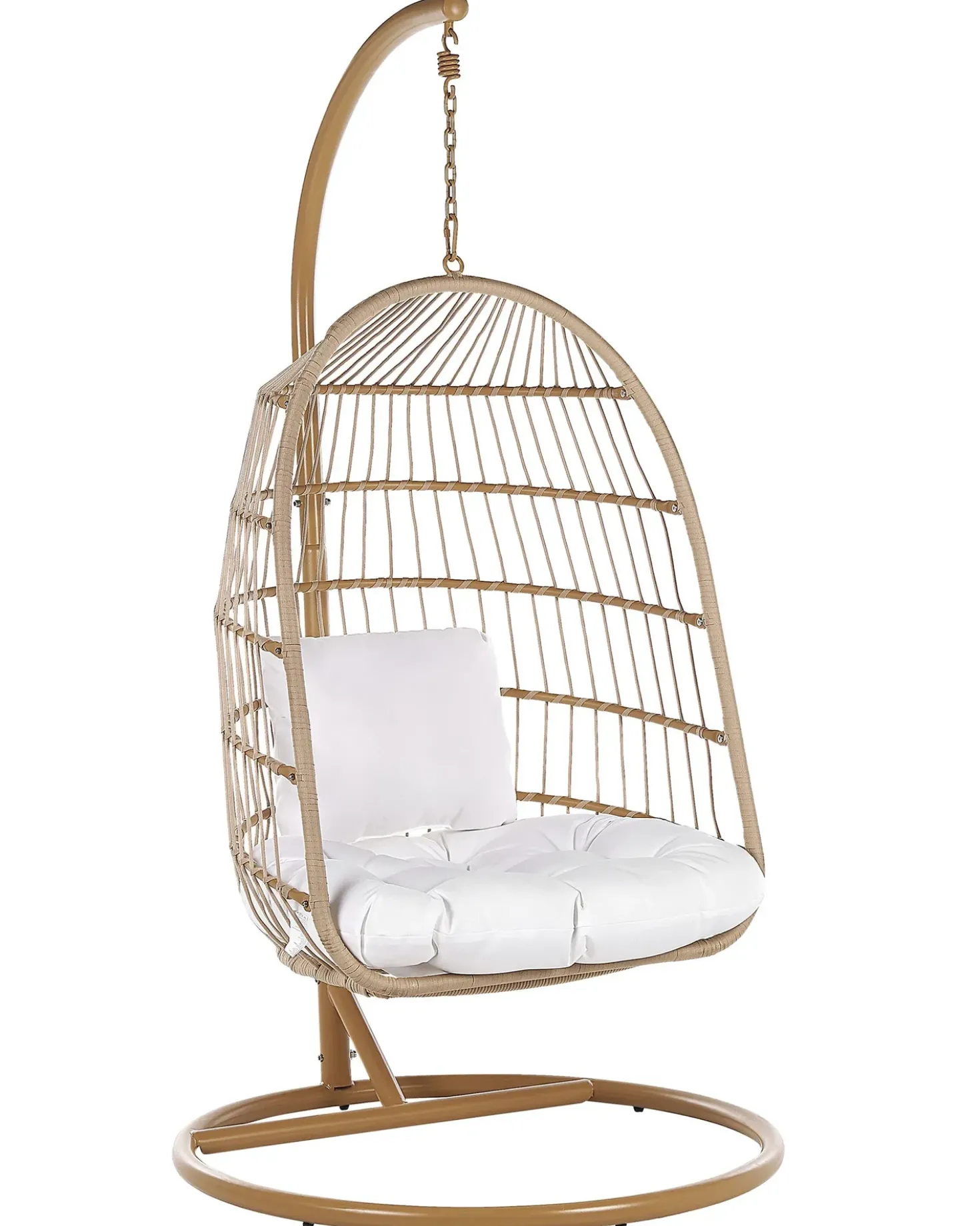 Poltrona sospesa con supporto da pavimento ALLERA Rattan sintetico (PE) Beige
