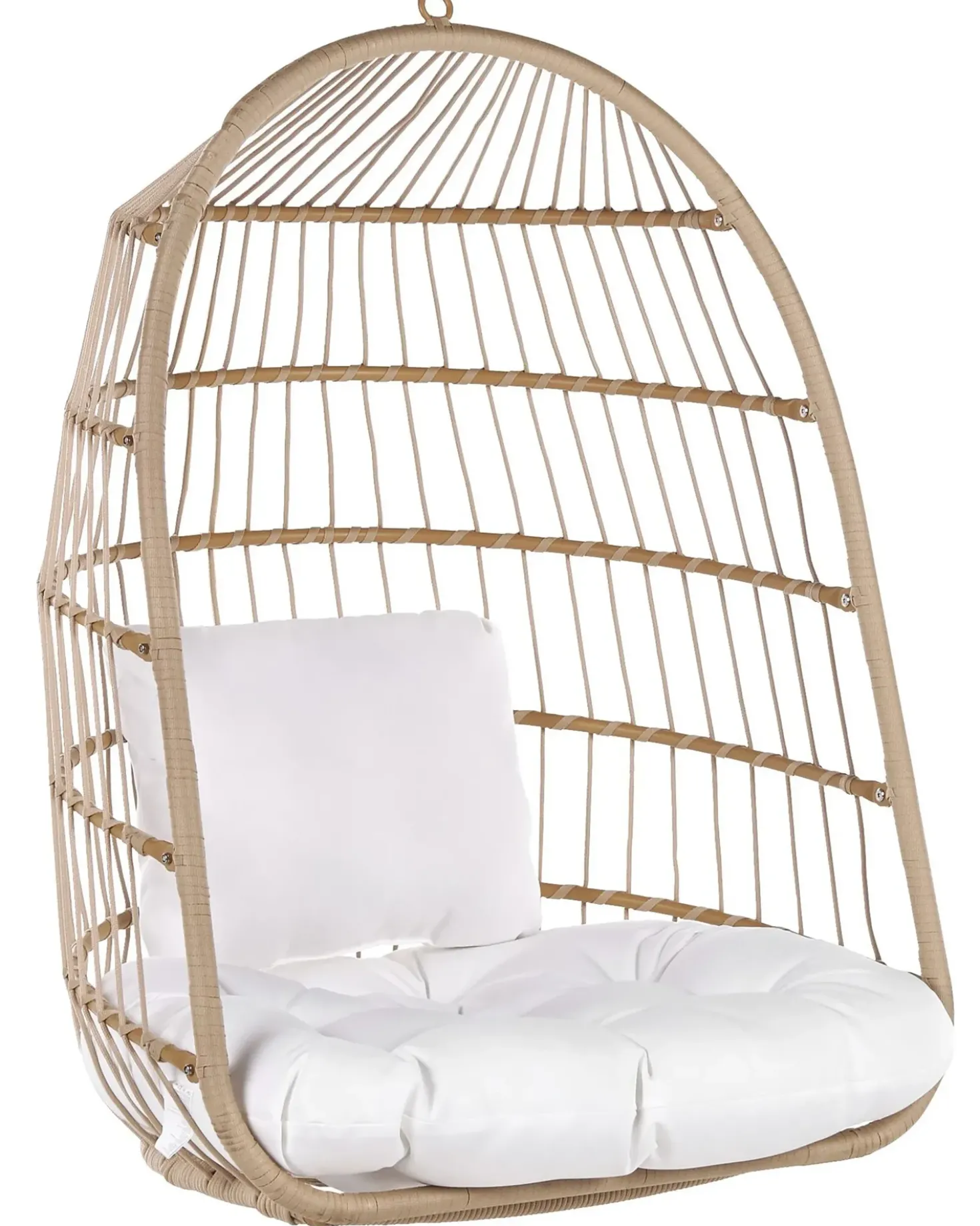 Poltrona sospesa con supporto da pavimento ALLERA Rattan sintetico (PE) Beige
