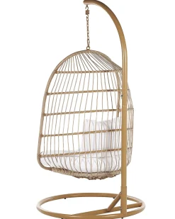 Poltrona sospesa con supporto da pavimento ALLERA Rattan sintetico (PE) Beige