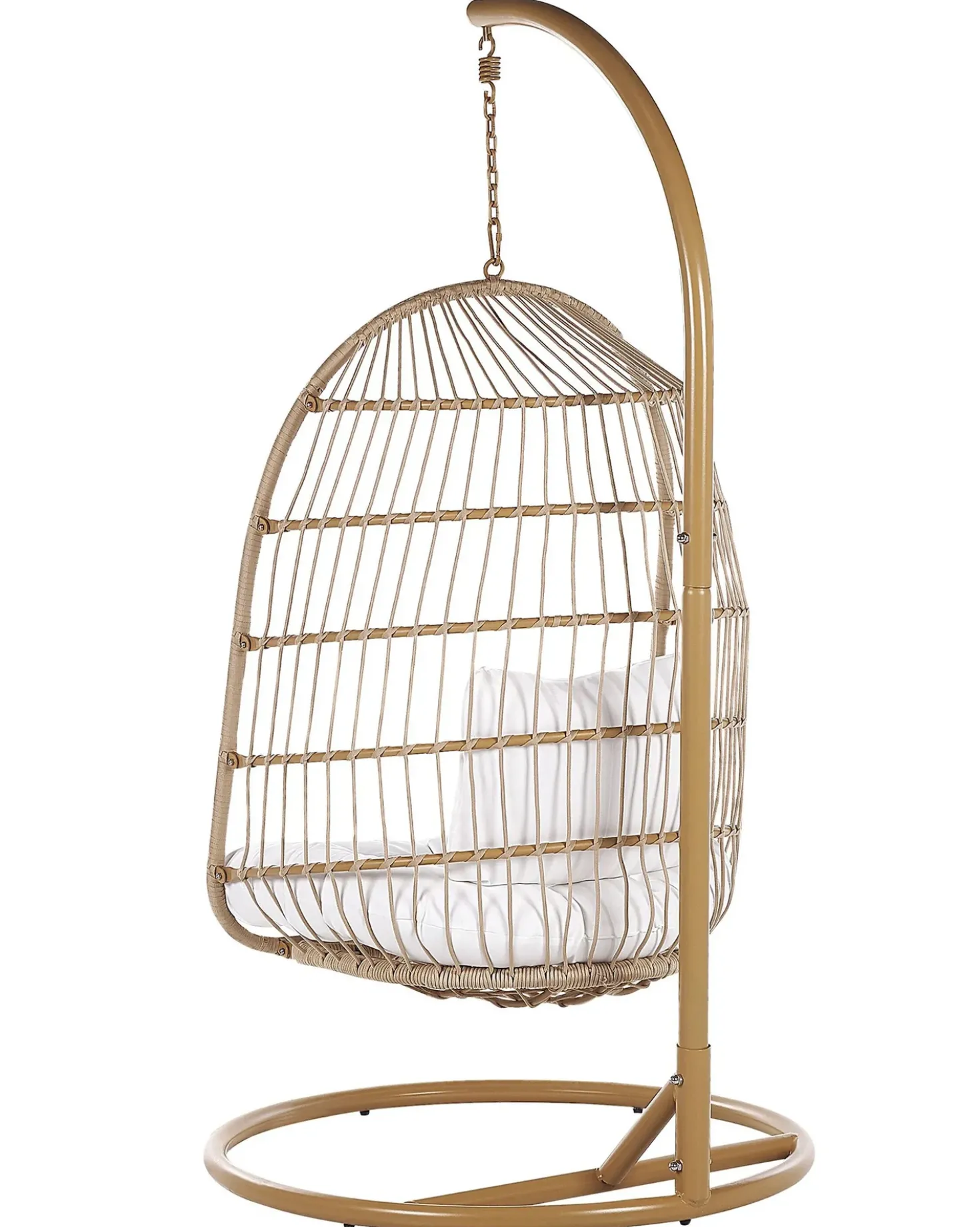 Poltrona sospesa con supporto da pavimento ALLERA Rattan sintetico (PE) Beige