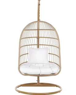 Poltrona sospesa con supporto da pavimento ALLERA Rattan sintetico (PE) Beige