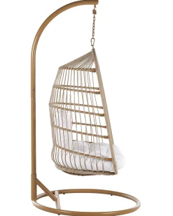 Poltrona sospesa con supporto da pavimento ALLERA Rattan sintetico (PE) Beige