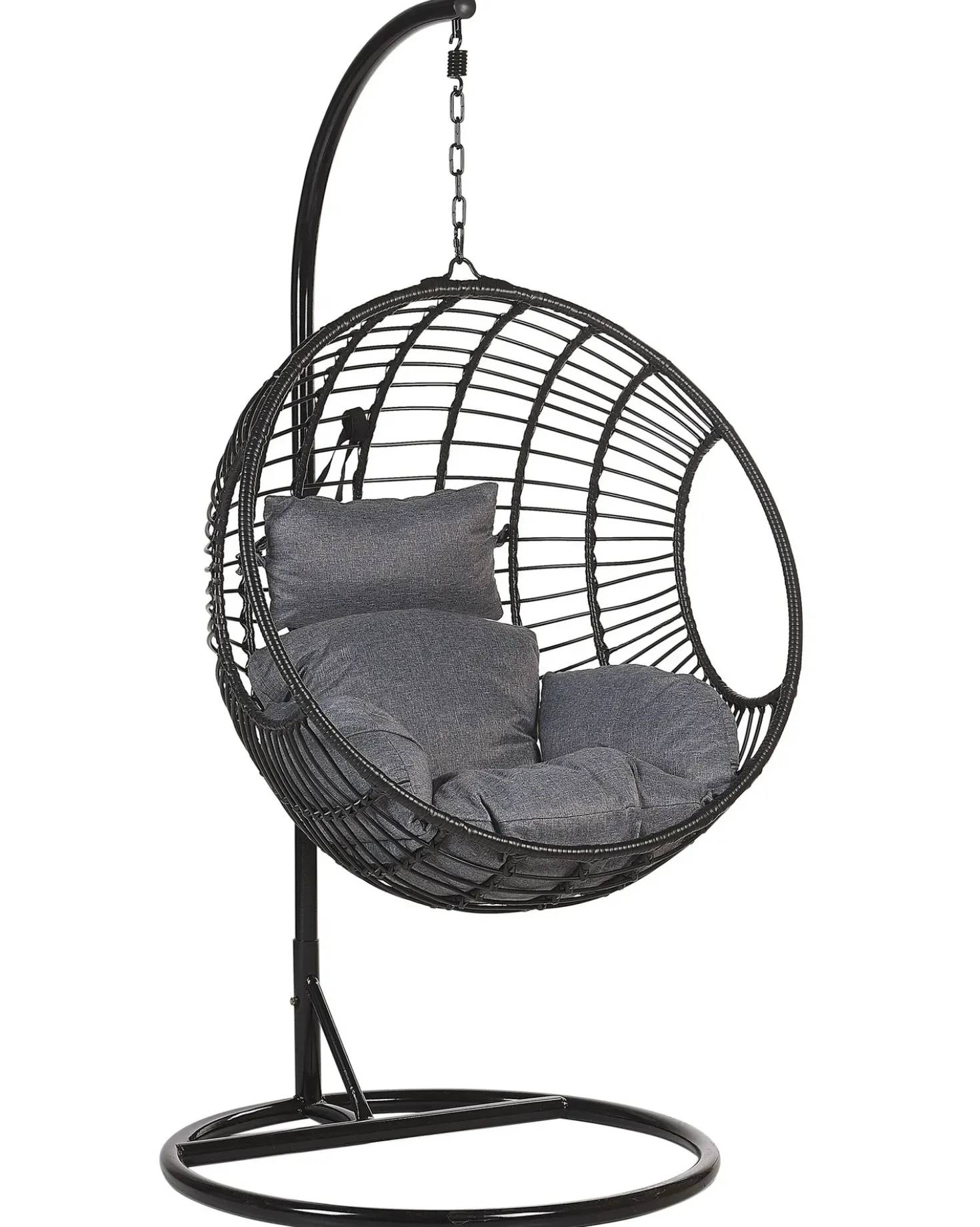 Poltrona sospesa con supporto da pavimento ASPIO Rattan sintetico (PE) Nero
