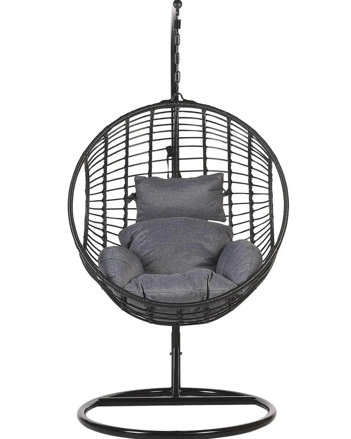 Poltrona sospesa con supporto da pavimento ASPIO Rattan sintetico (PE) Nero