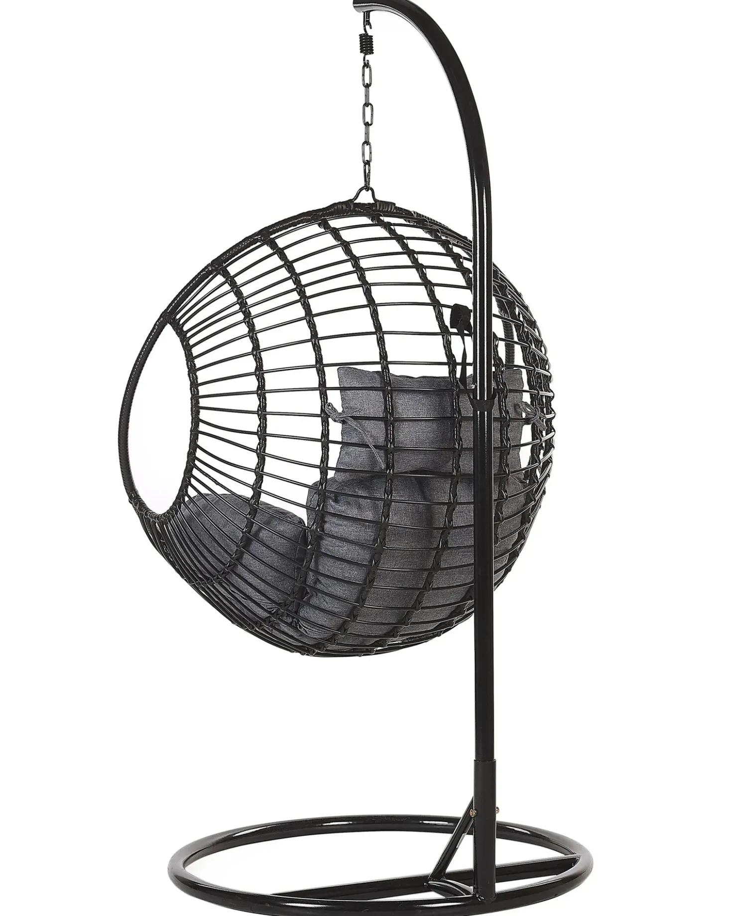 Poltrona sospesa con supporto da pavimento ASPIO Rattan sintetico (PE) Nero