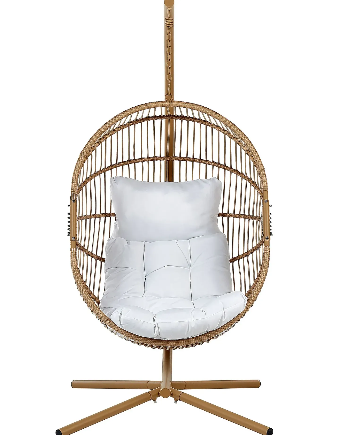 Poltrona sospesa con supporto da pavimento ACRI Rattan sintetico (PE) Beige