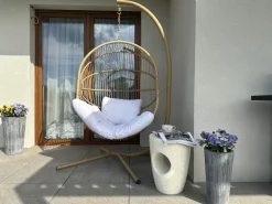 Poltrona sospesa con supporto da pavimento ACRI Rattan sintetico (PE) Beige