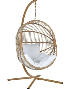 Poltrona sospesa con supporto da pavimento ACRI Rattan sintetico (PE) Beige