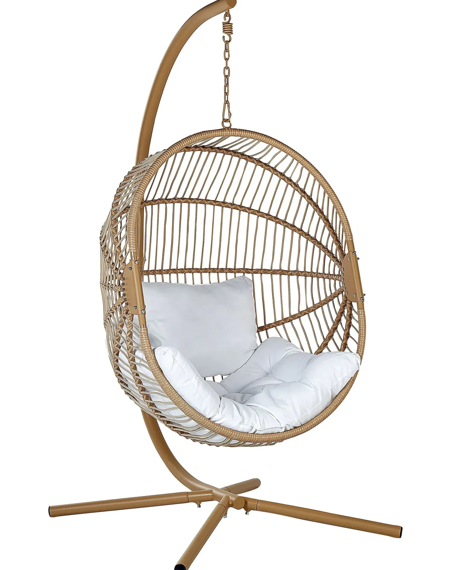 Poltrona sospesa con supporto da pavimento ACRI Rattan sintetico (PE) Beige