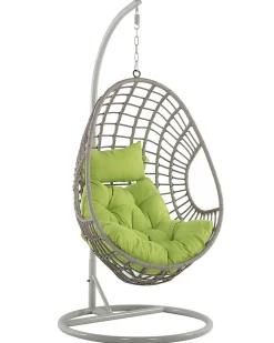 Poltrona sospesa con supporto da pavimento ARPINO Rattan sintetico (PE) Beige