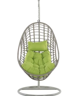 Poltrona sospesa con supporto da pavimento ARPINO Rattan sintetico (PE) Beige